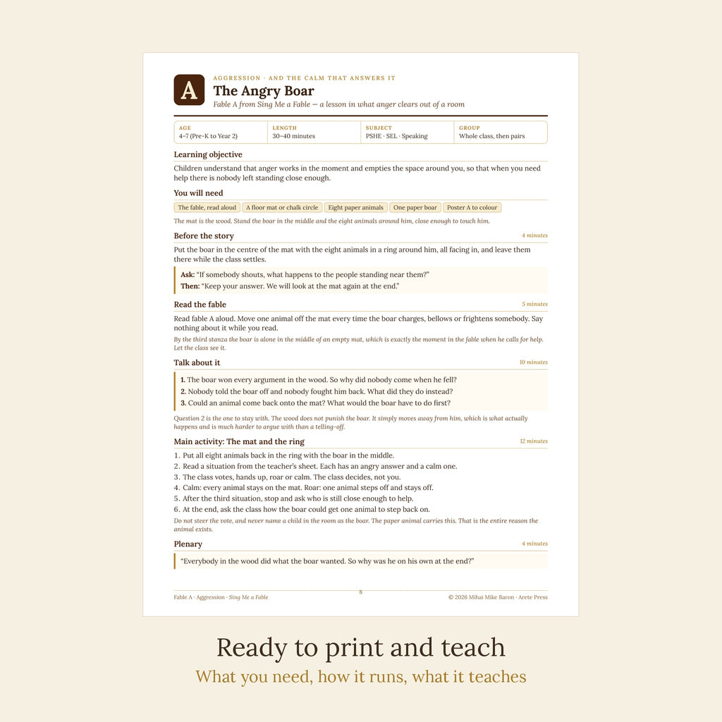 The Sing Me a Fable Lesson Book: 26 Printable Lesson Plans for K-1 to K-4 and Homeschool